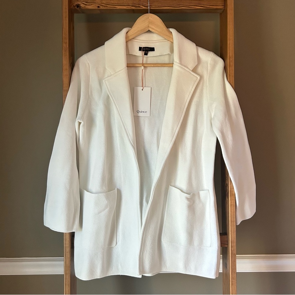 Quince Cotton Knit Blazer in Ivory - NWT